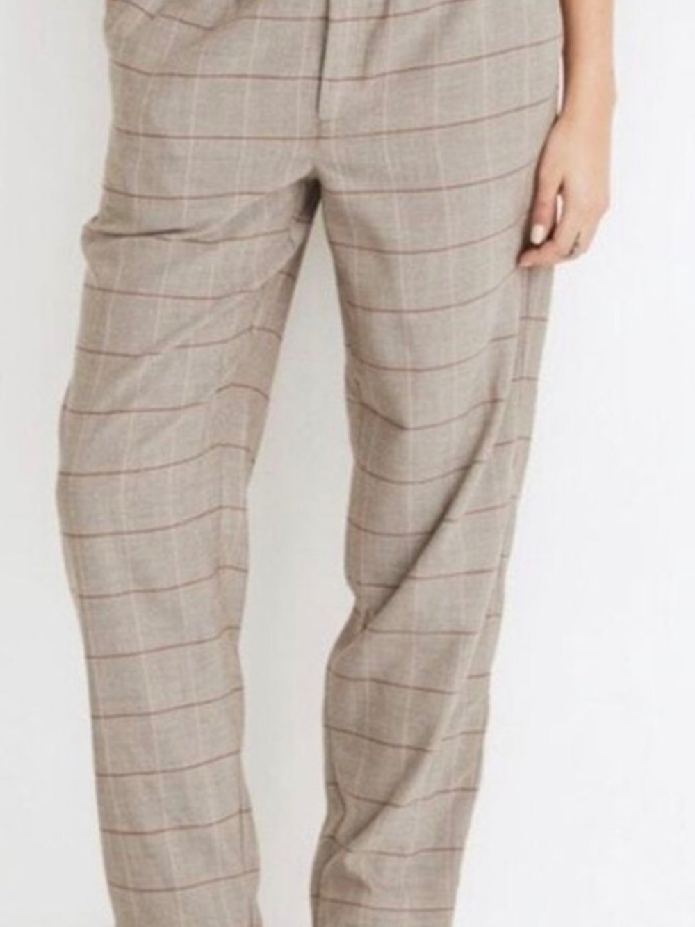 Madewell Paperbag Tapered Pants in Glen Plaid Brown High Rise Size 6